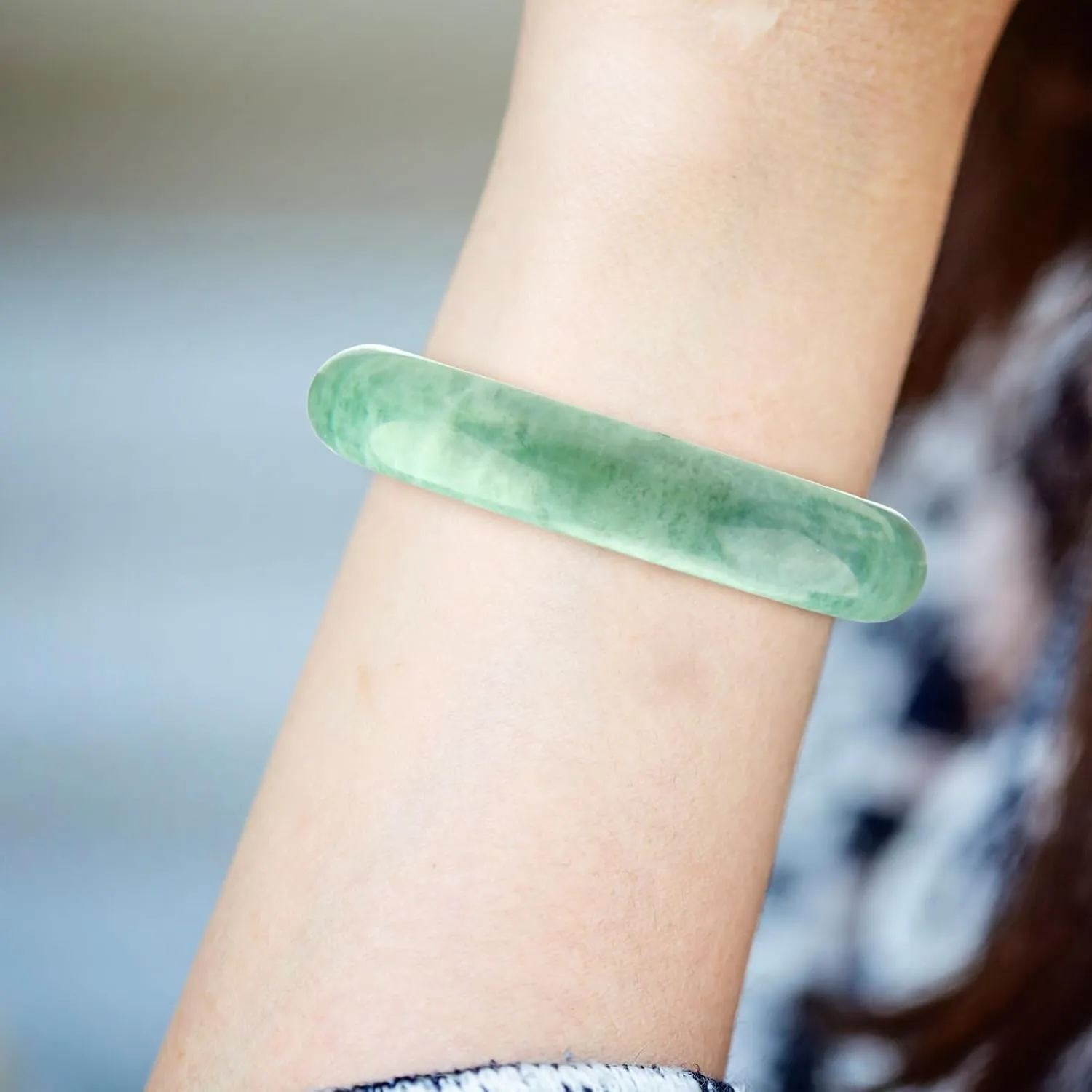 2.4'' Natural Jade Bracelet for Women Jade Bangle Bracelets with Box Good Luck Bracelet Wedding Valentine's Day Gift