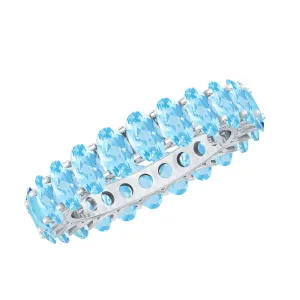 3.75 CT Stunning Oval Cut Aquamarine Eternity Band