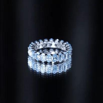 3.75 CT Stunning Oval Cut Aquamarine Eternity Band