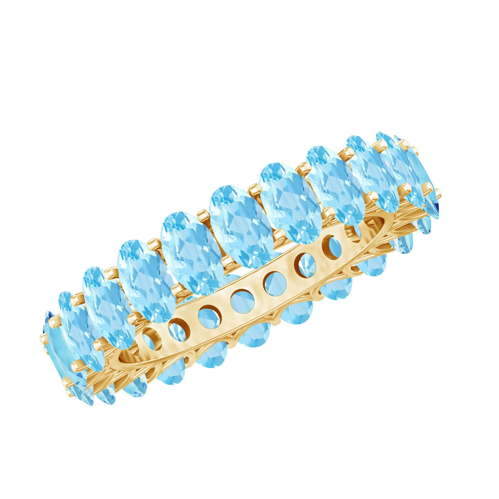 3.75 CT Stunning Oval Cut Aquamarine Eternity Band