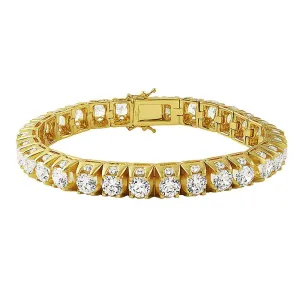 3D Thick Tennis Bracelet in Gold