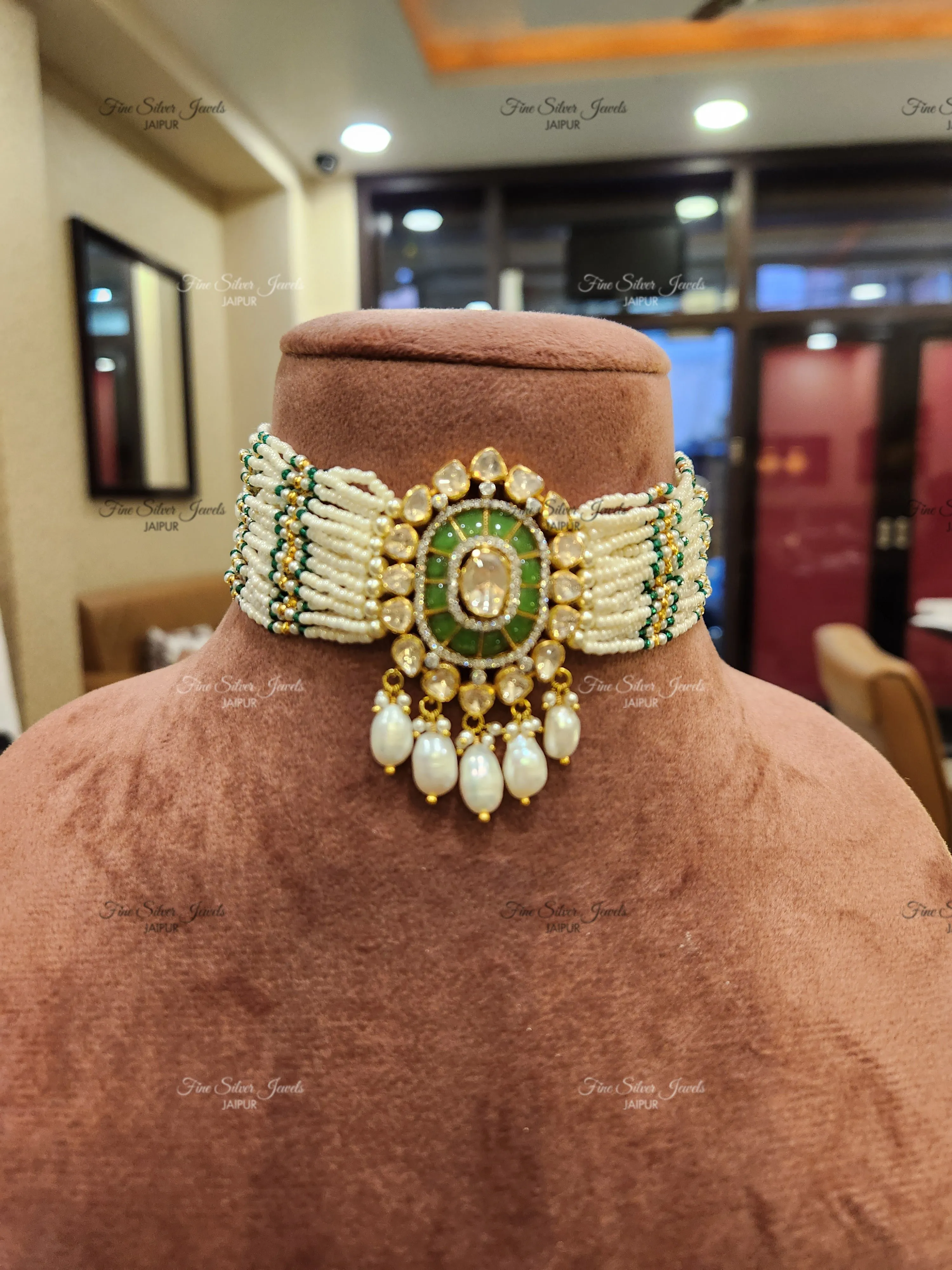 925 silver ruban polki choker