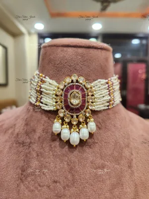 925 silver ruban polki choker