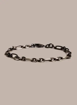 925 Sterling Silver and Black Titanium Chain Bracelet for Men