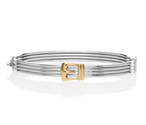 925 Sterling Silver Two-tone Hinged Buckle Bracelet