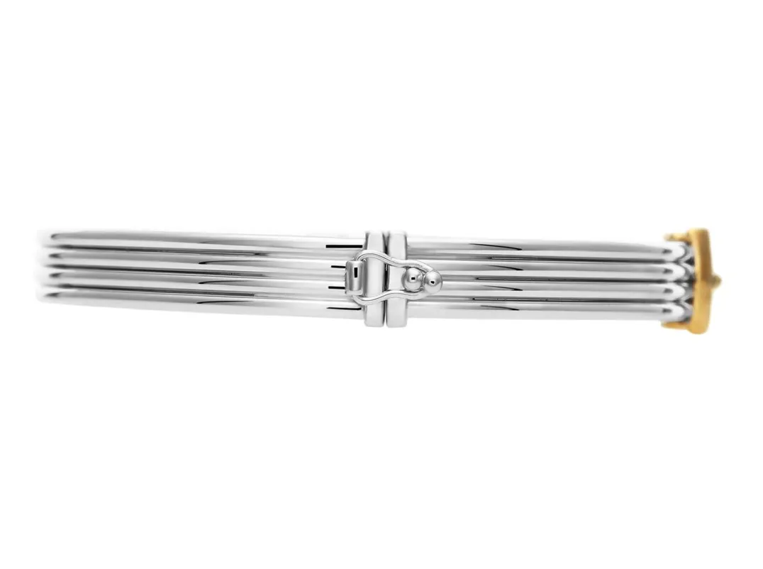 925 Sterling Silver Two-tone Hinged Buckle Bracelet