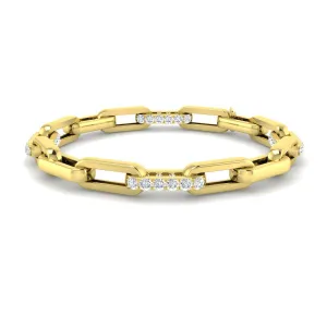 9ct Yellow Gold 1.26ct Diamond Chain Link Bracelet