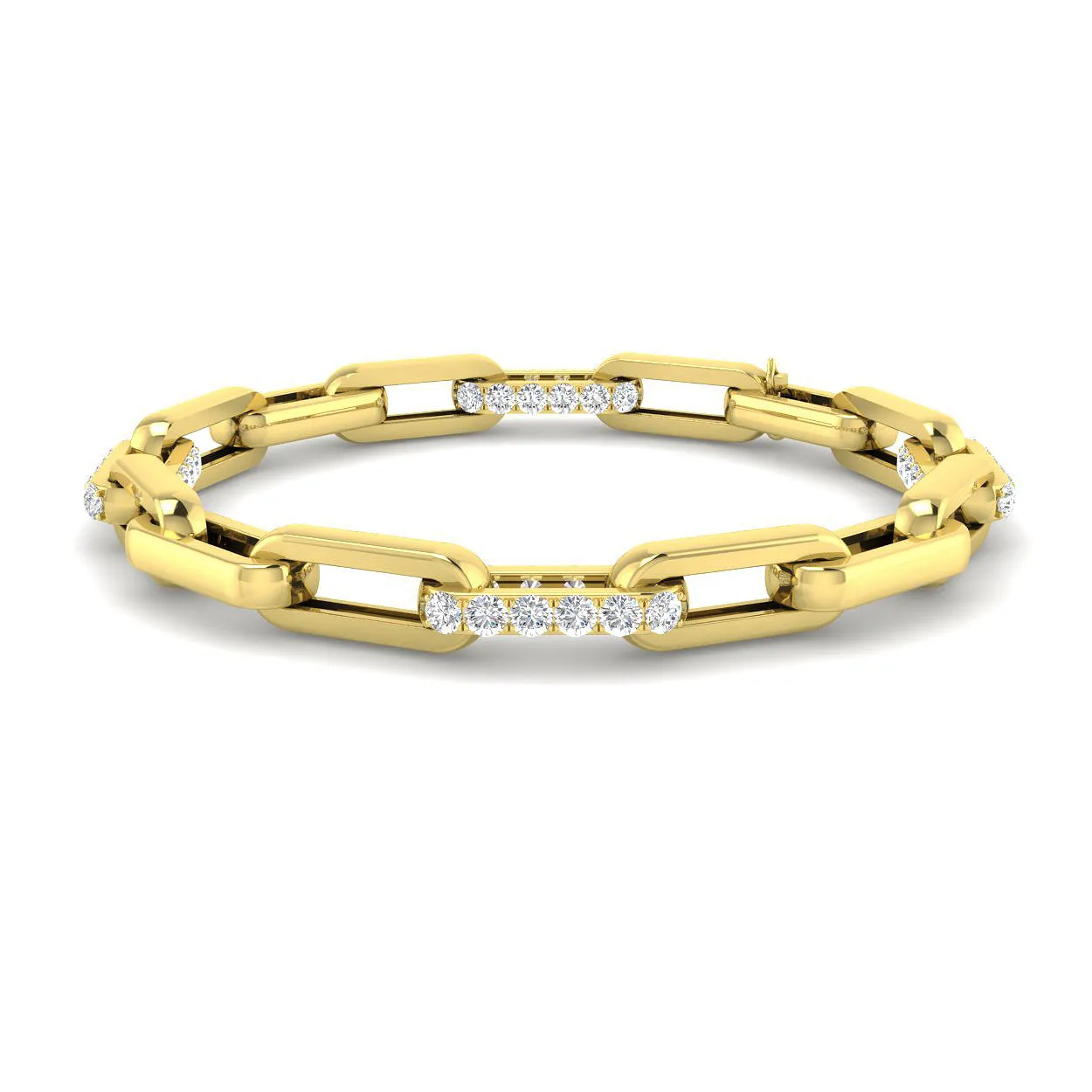9ct Yellow Gold 1.26ct Diamond Chain Link Bracelet