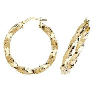 9ct Yellow Gold 25mm Hoop Earrings ER134