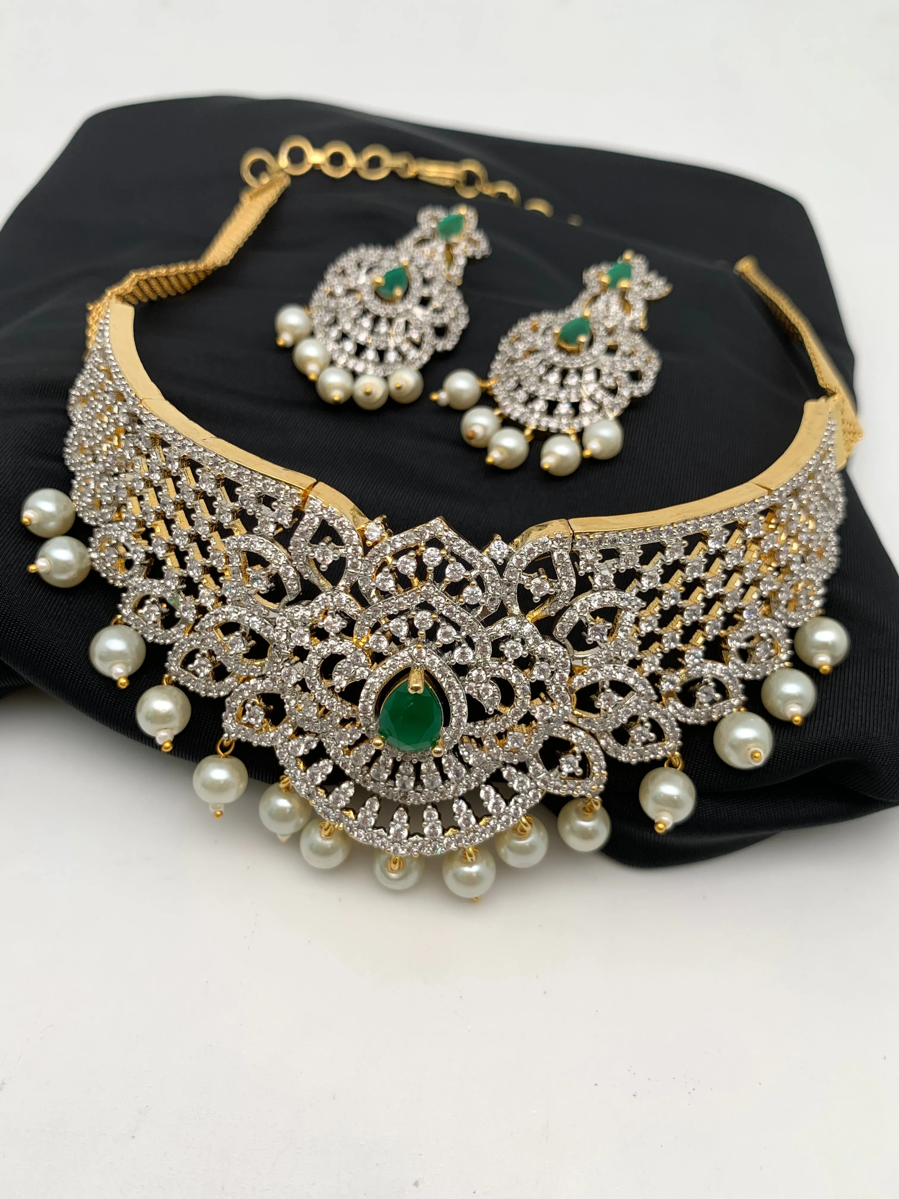AD Diamond Finish Dainty Choker