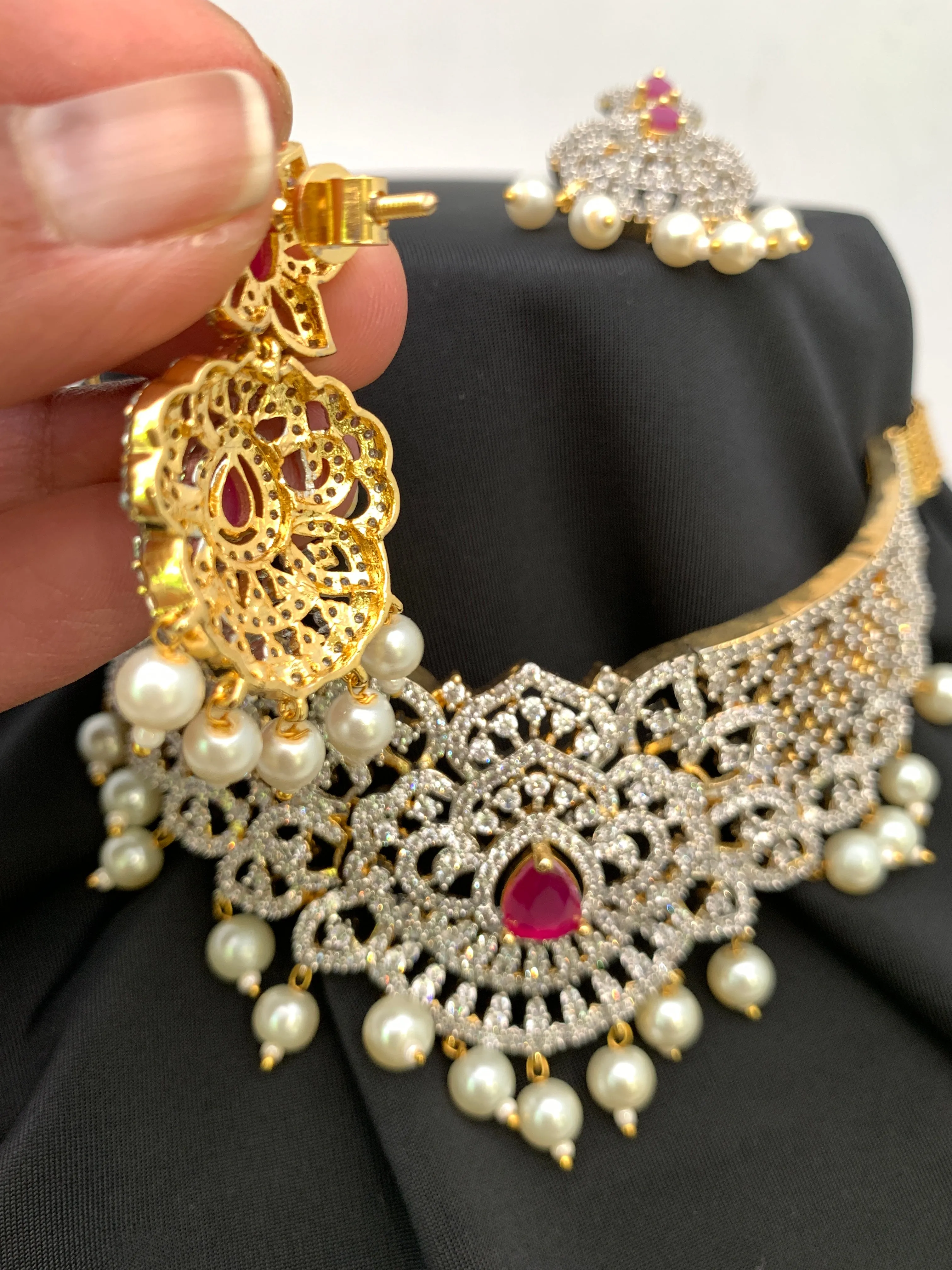 AD Diamond Finish Dainty Choker