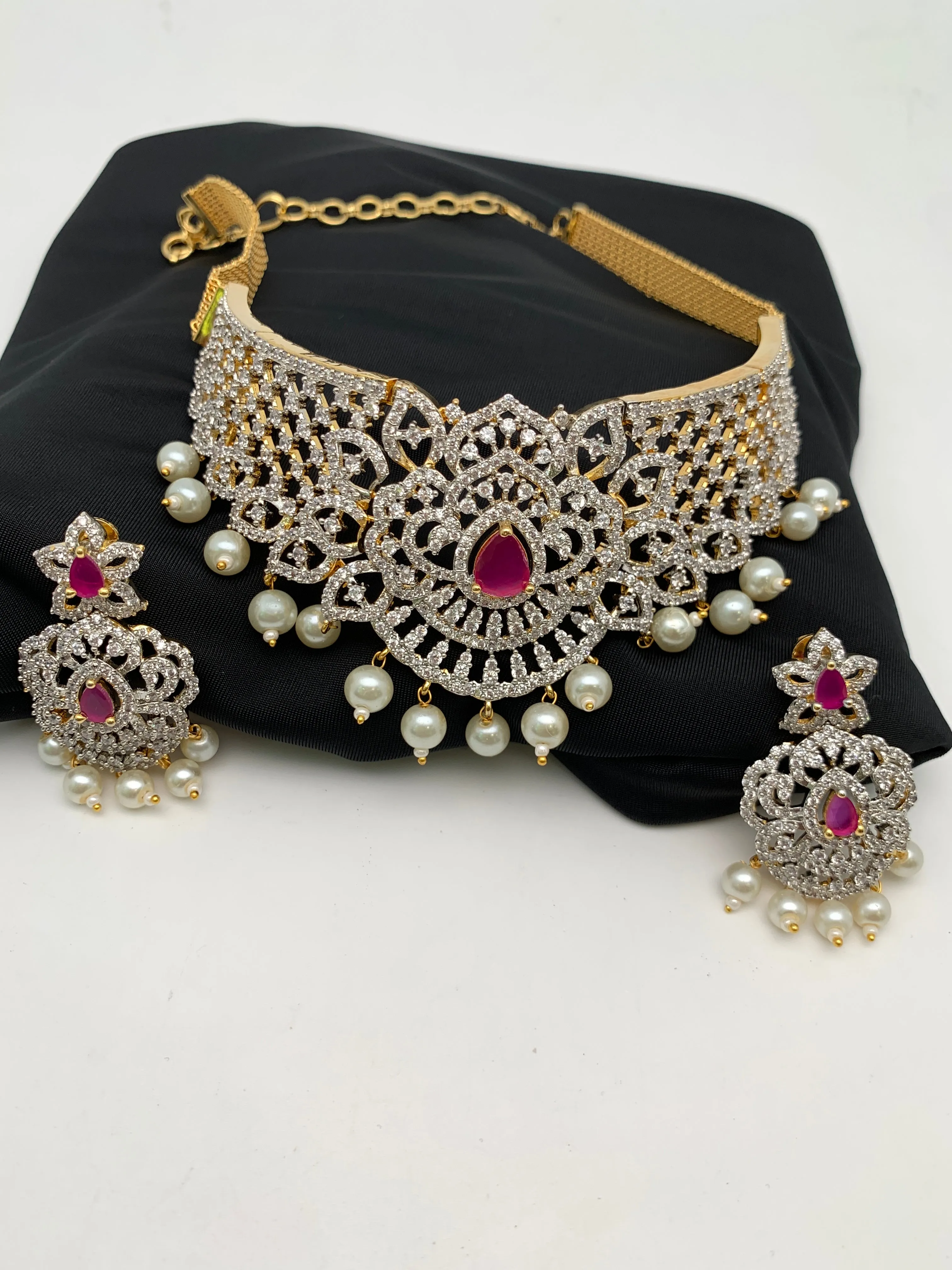 AD Diamond Finish Dainty Choker
