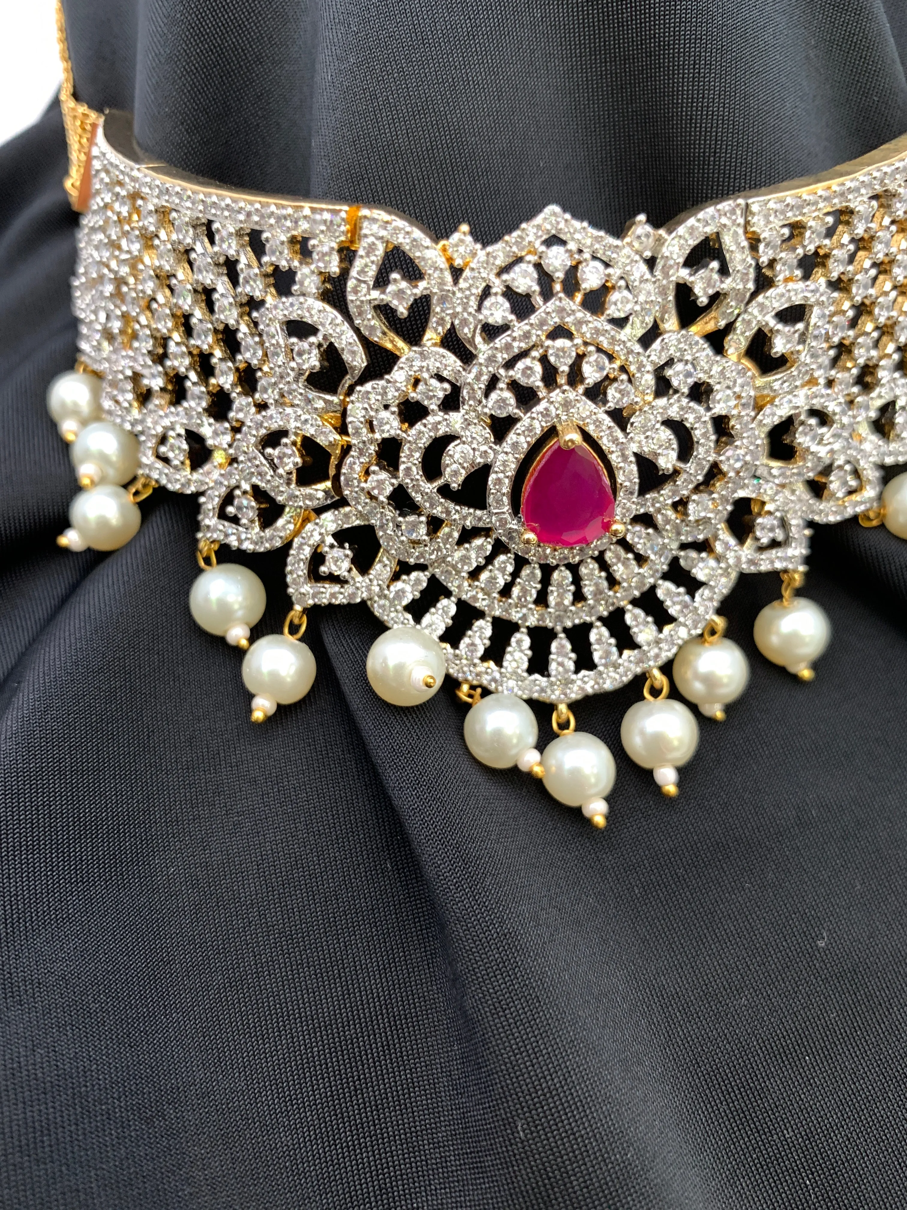 AD Diamond Finish Dainty Choker