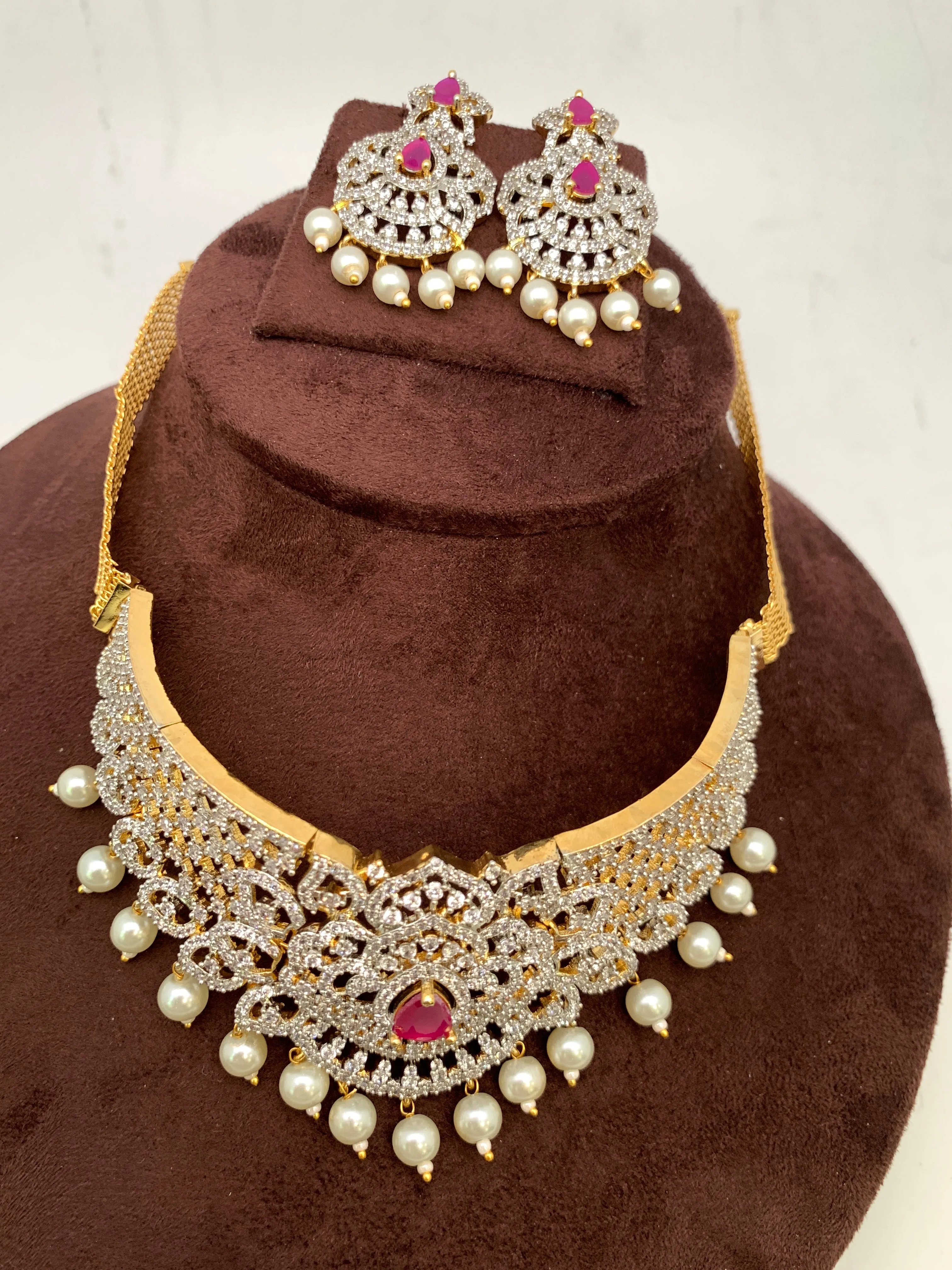 AD Diamond Finish Dainty Choker