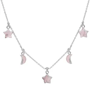 Adela Rose Quartz Star & Moon Charm Necklace | 925 Sterling Silver