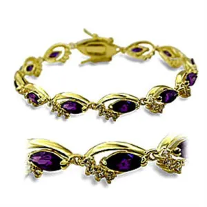 Alamode Gold Brass Bracelet with AAA Grade CZ in Amethyst