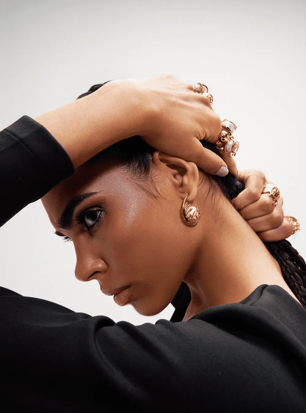 Alaya F Wearing Drip OH Nora Hoop Earrings