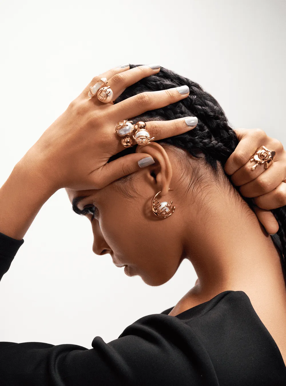 Alaya F Wearing Drip OH Nora Hoop Earrings