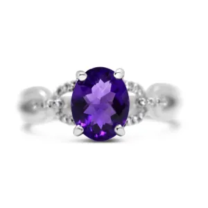 AMAZING 14K WHITE GOLD RING WITH CENTER AMETHYST AND ACCENT DIAMONDS AT REGARD JEWELRY IN AUSTIN,