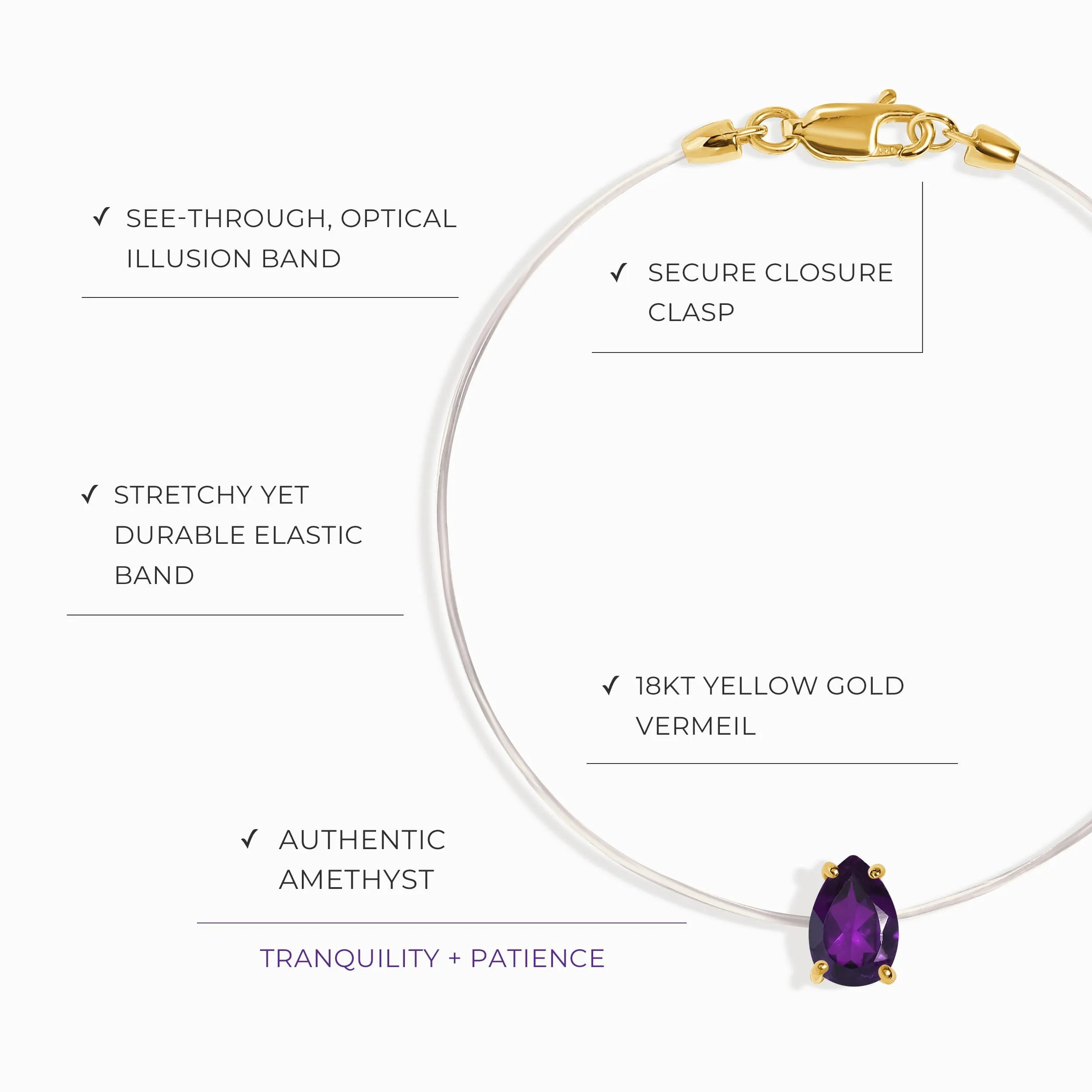 Amethyst Bracelet Floating Sway - February Birthstone