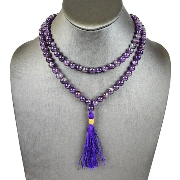 Amethyst Mala Beads for Intuition and Third Eye Chakra