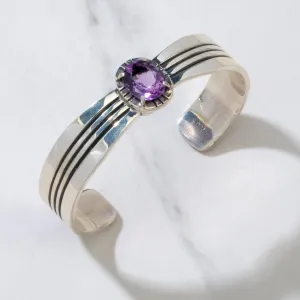 Amethyst Navajo USA Native American Made 925 Sterling Silver Cuff