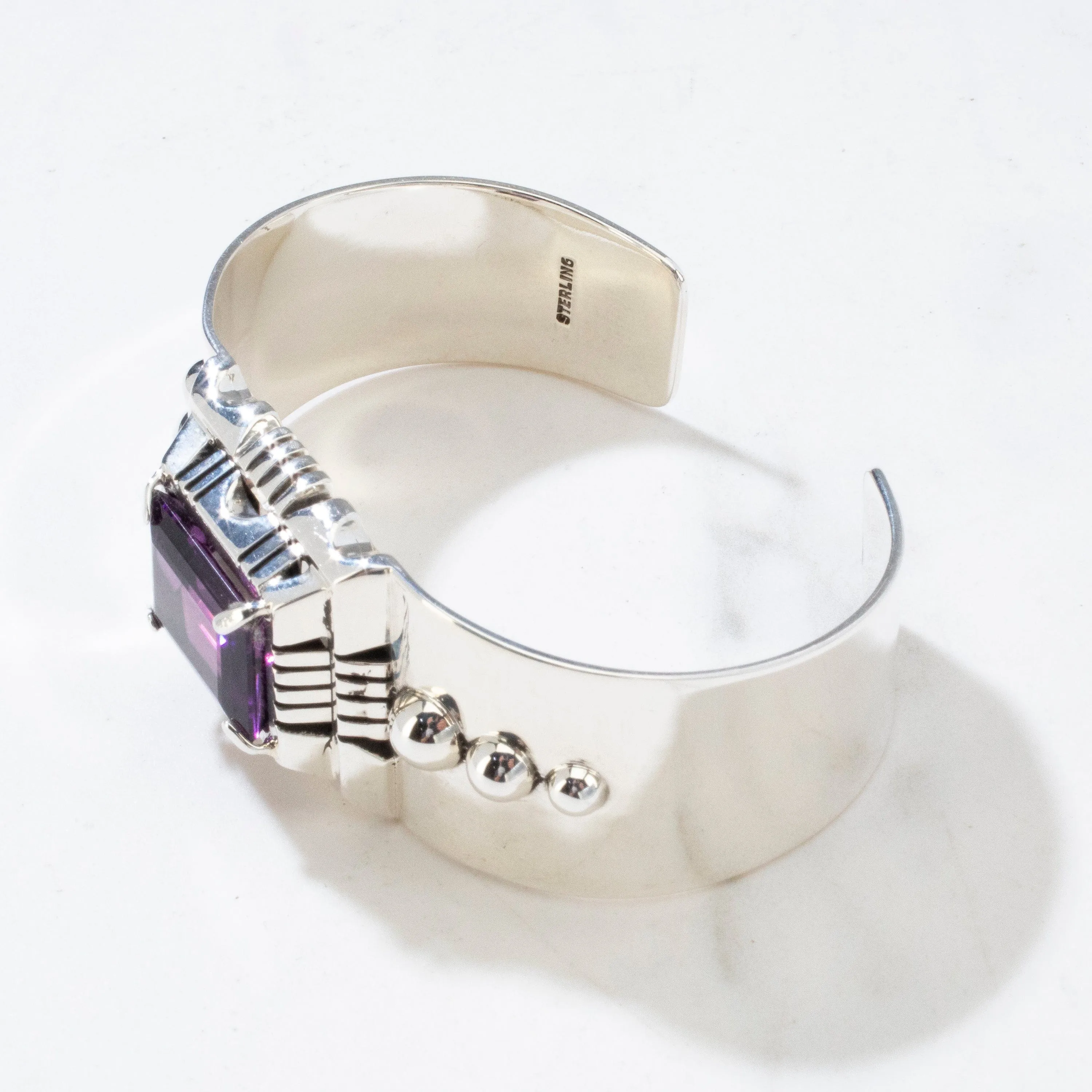 Amethyst Navajo USA Native American Made 925 Sterling Silver Cuff