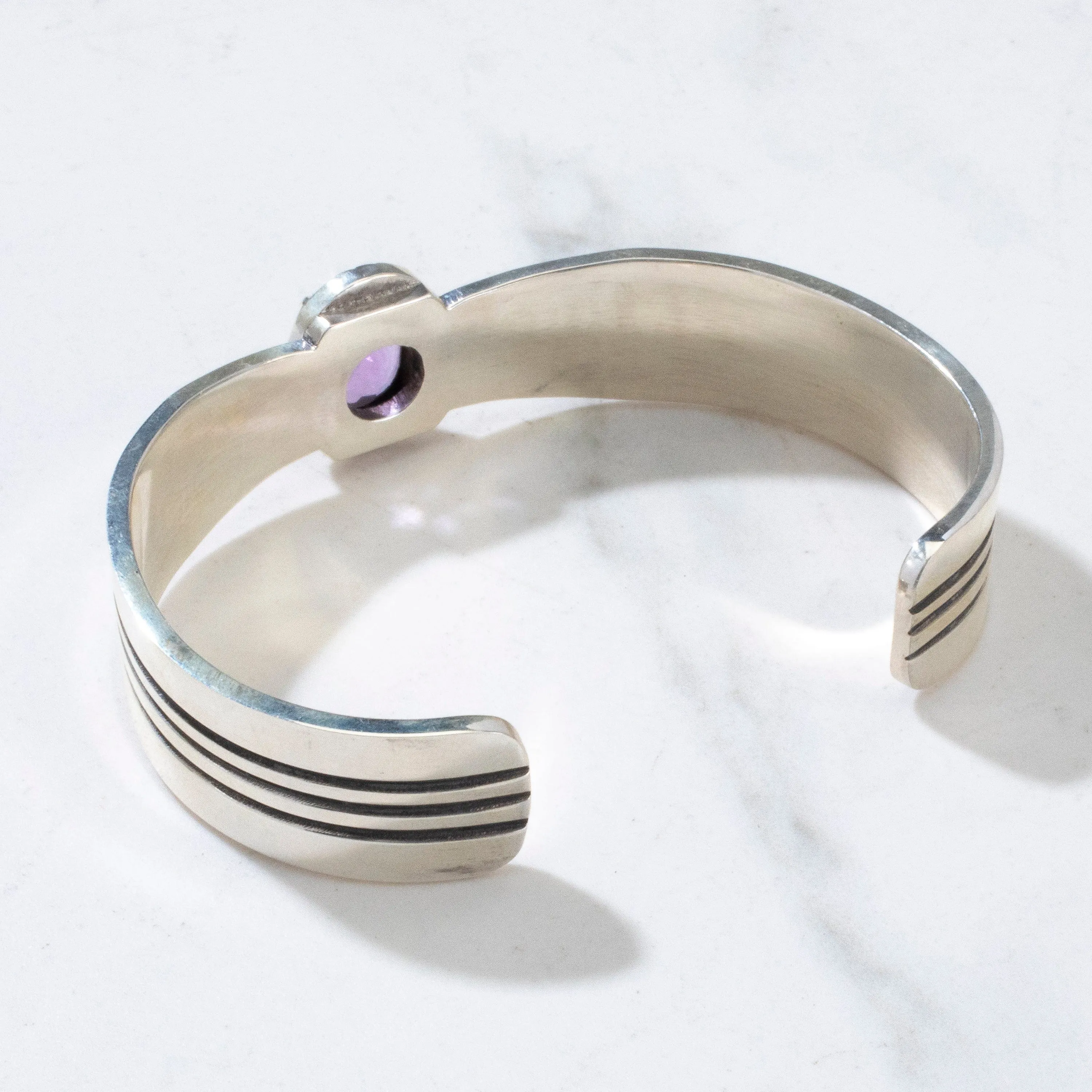 Amethyst Navajo USA Native American Made 925 Sterling Silver Cuff