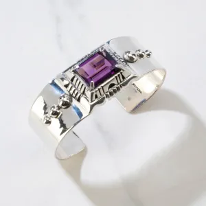 Amethyst Navajo USA Native American Made 925 Sterling Silver Cuff