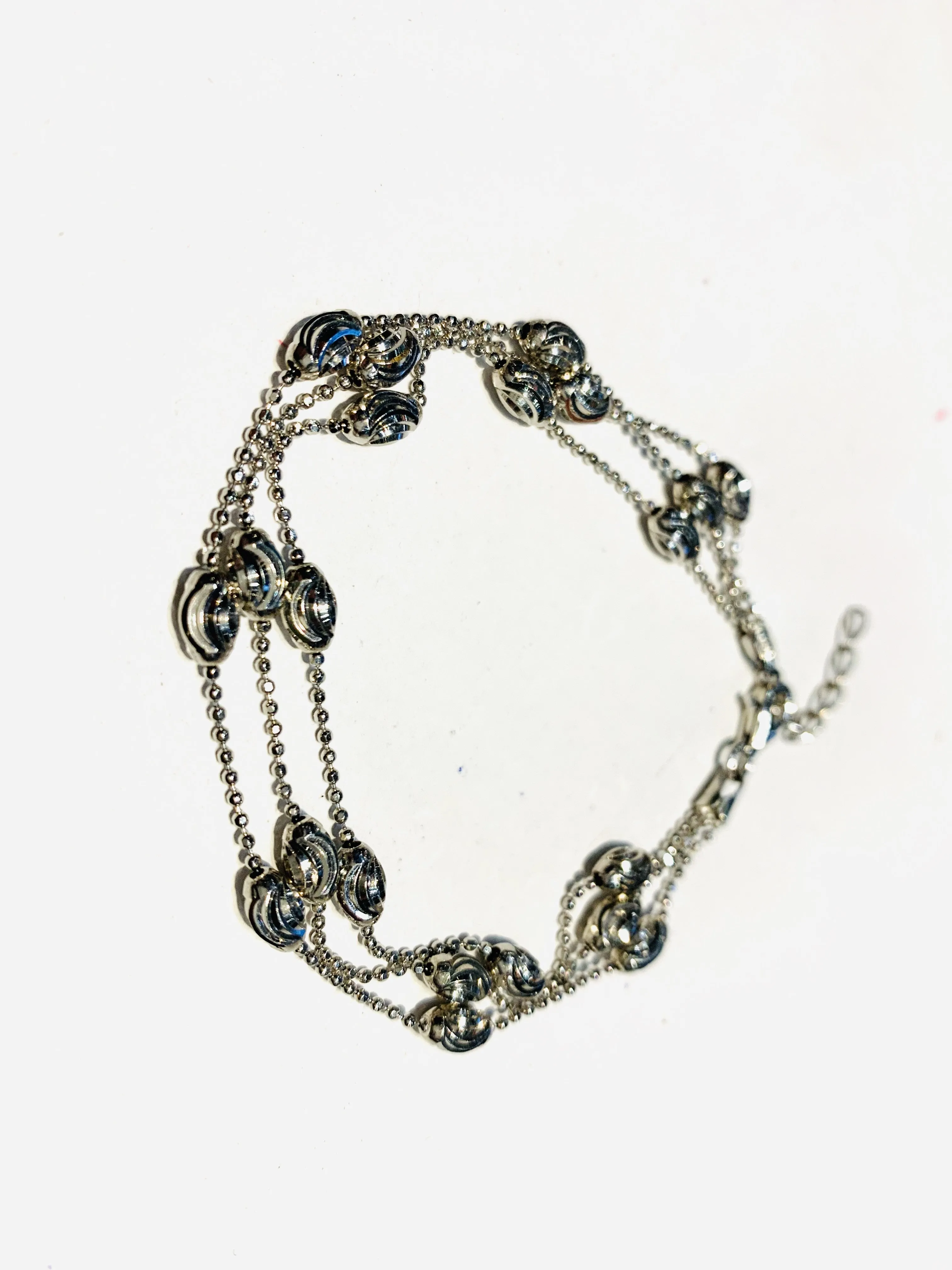 Annabella Triple Chain Rhodium Plated Silver Bracelet