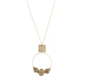 Annie Black Diamond Beaded Wrapped Circle Necklace