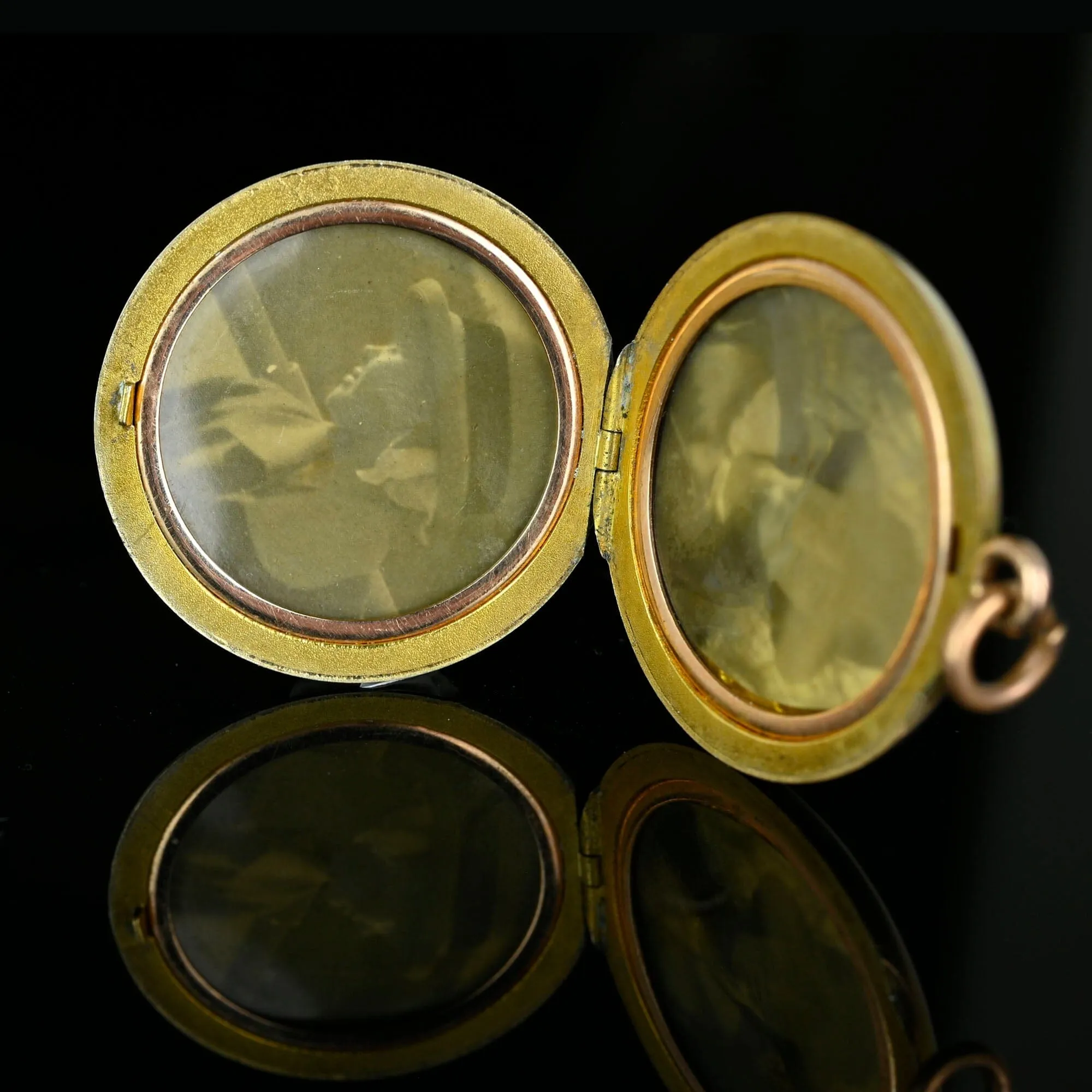 Antique Art Nouveau Bluebell Flower Paste Gold Filled Locket