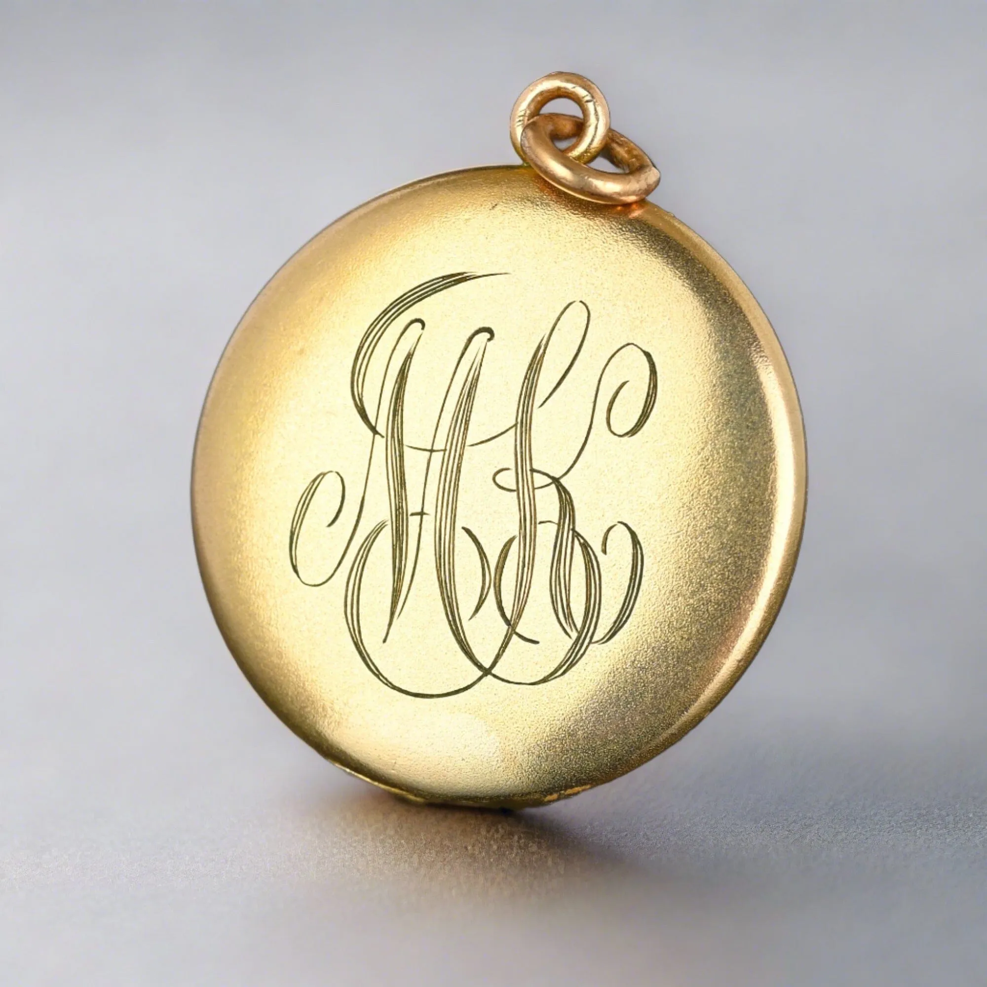 Antique Art Nouveau Bluebell Flower Paste Gold Filled Locket