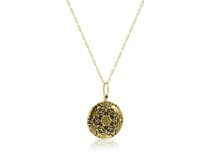 Antique Black Enamel Floral Locket