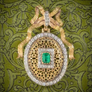 Antique Victorian French 18Ct Gold Gilt Paste Stone Locket Circa 1900