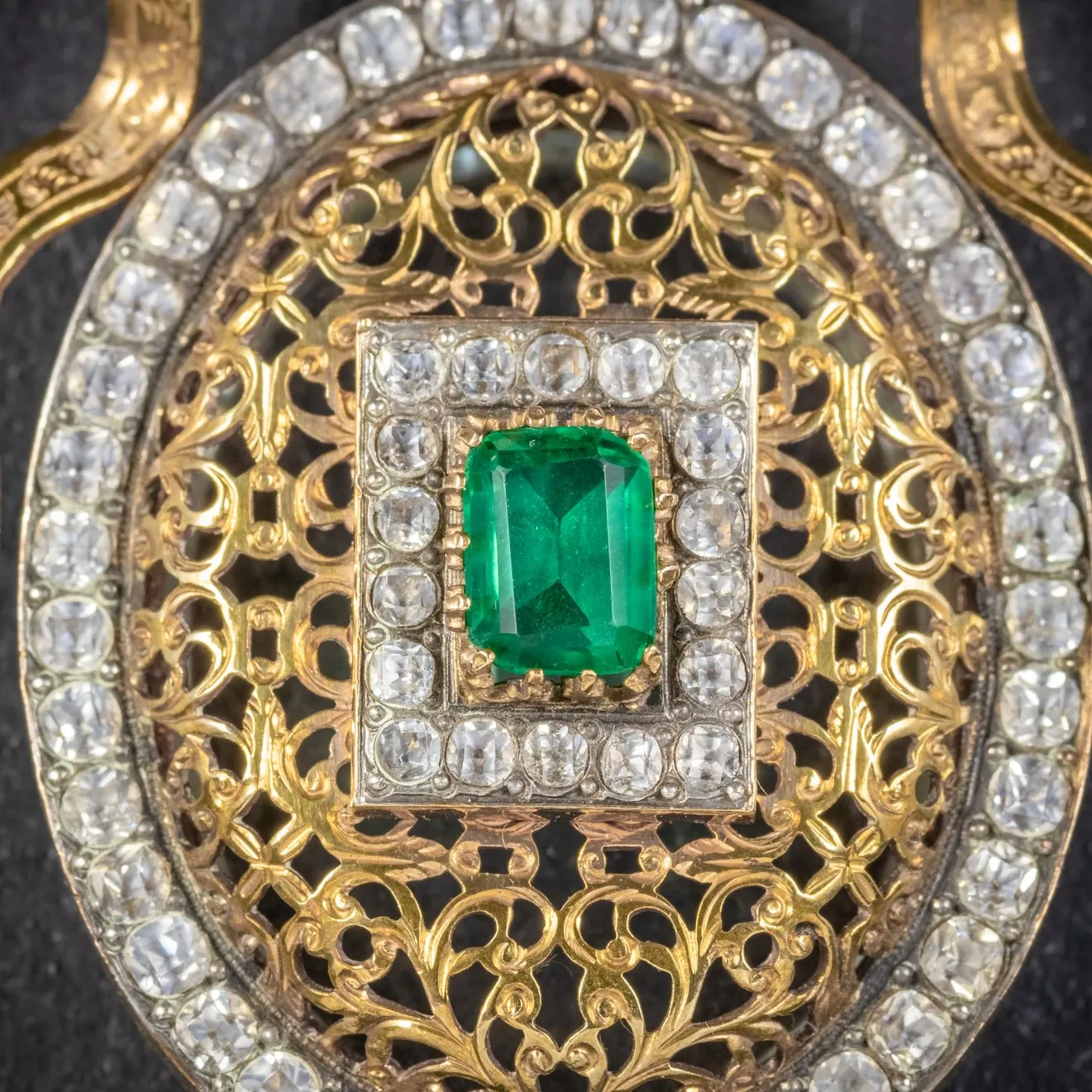 Antique Victorian French 18Ct Gold Gilt Paste Stone Locket Circa 1900
