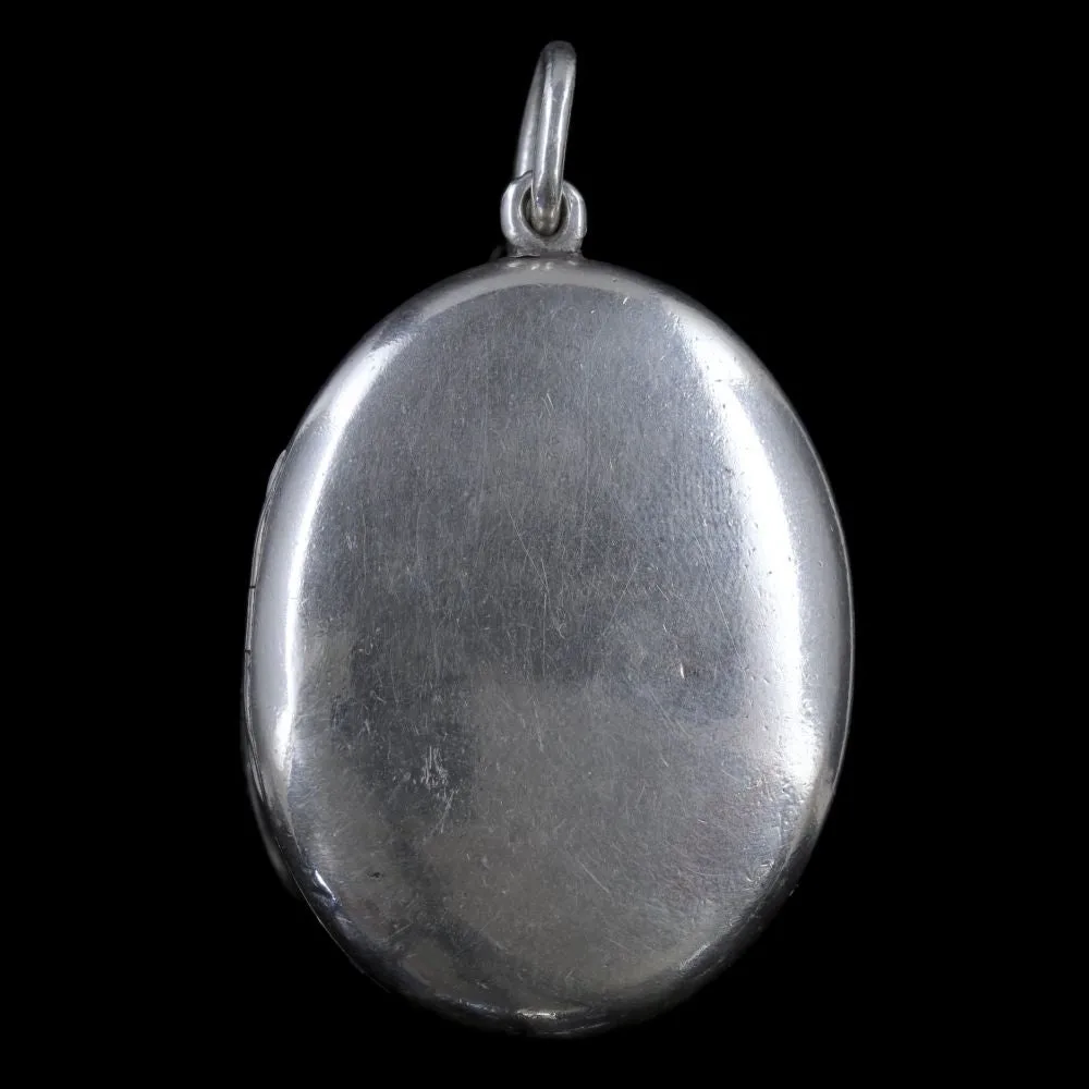 Antique Victorian Scottish Locket Silver Thistle Circa 1880