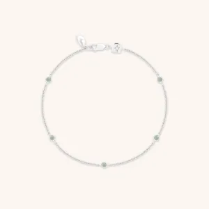 Aqua & Pearl Charm Bracelet in Silver
