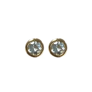 Aquamarine Bezel Stud Earrings