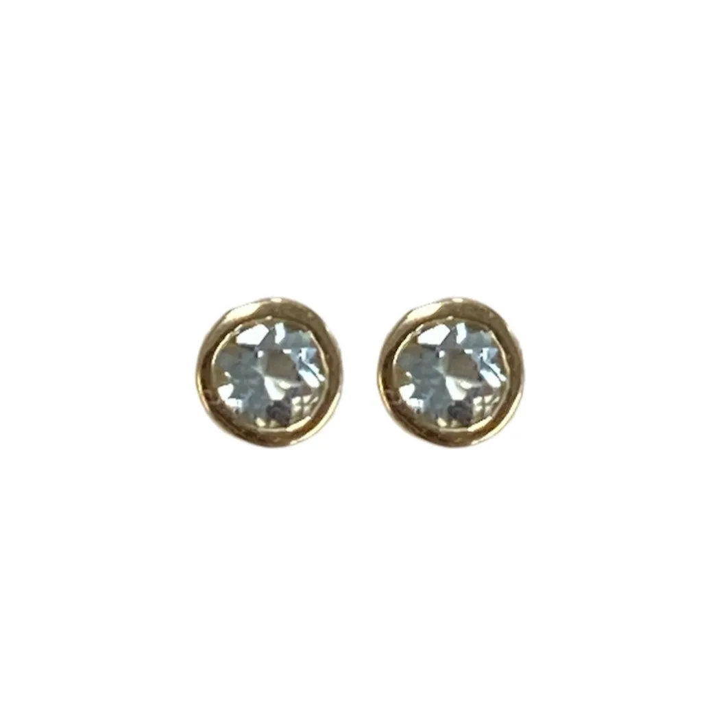Aquamarine Bezel Stud Earrings