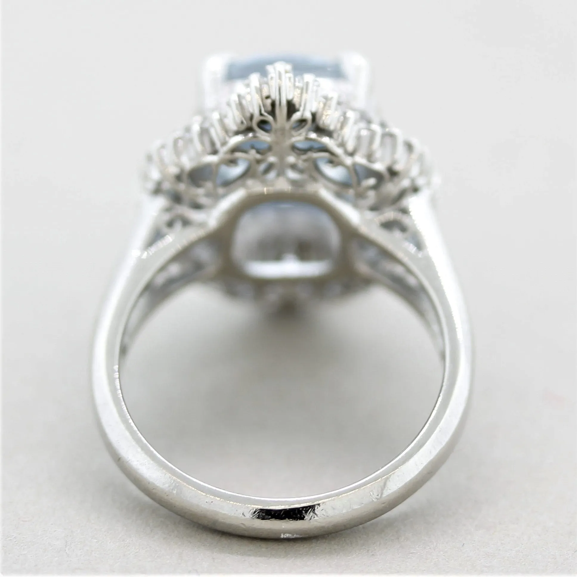 Aquamarine Diamond Platinum Ring