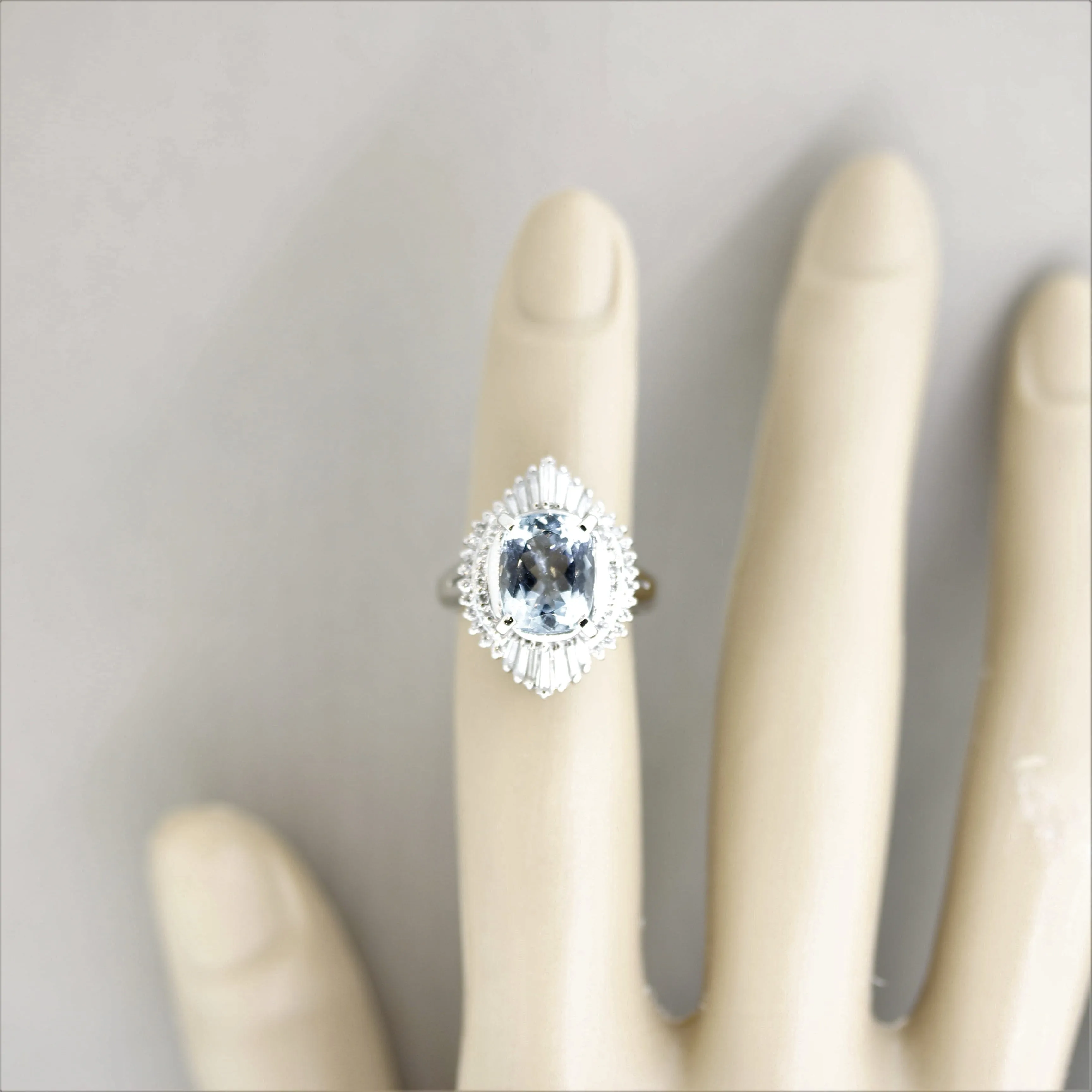 Aquamarine Diamond Platinum Ring