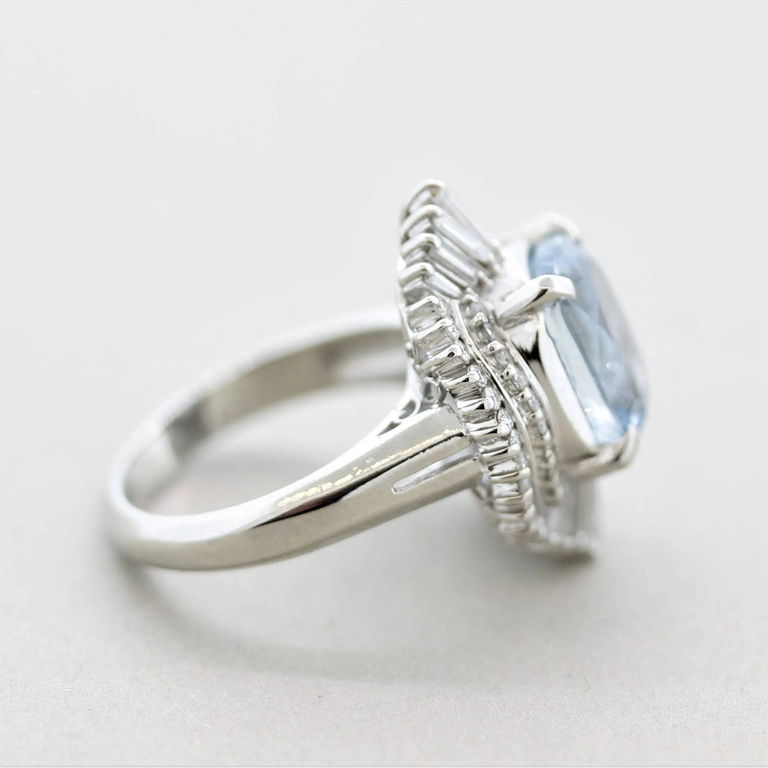 Aquamarine Diamond Platinum Ring