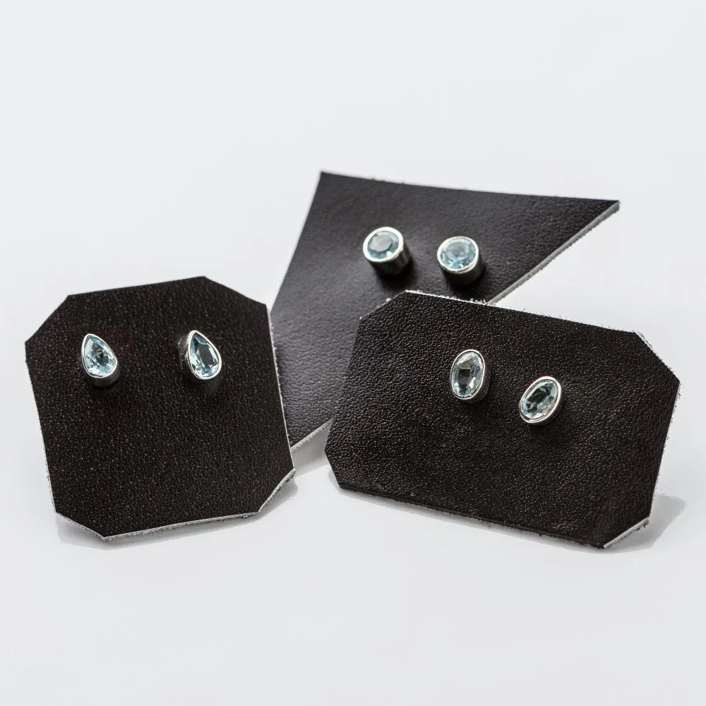 Aquamarine Petite Pear Stud Earrings