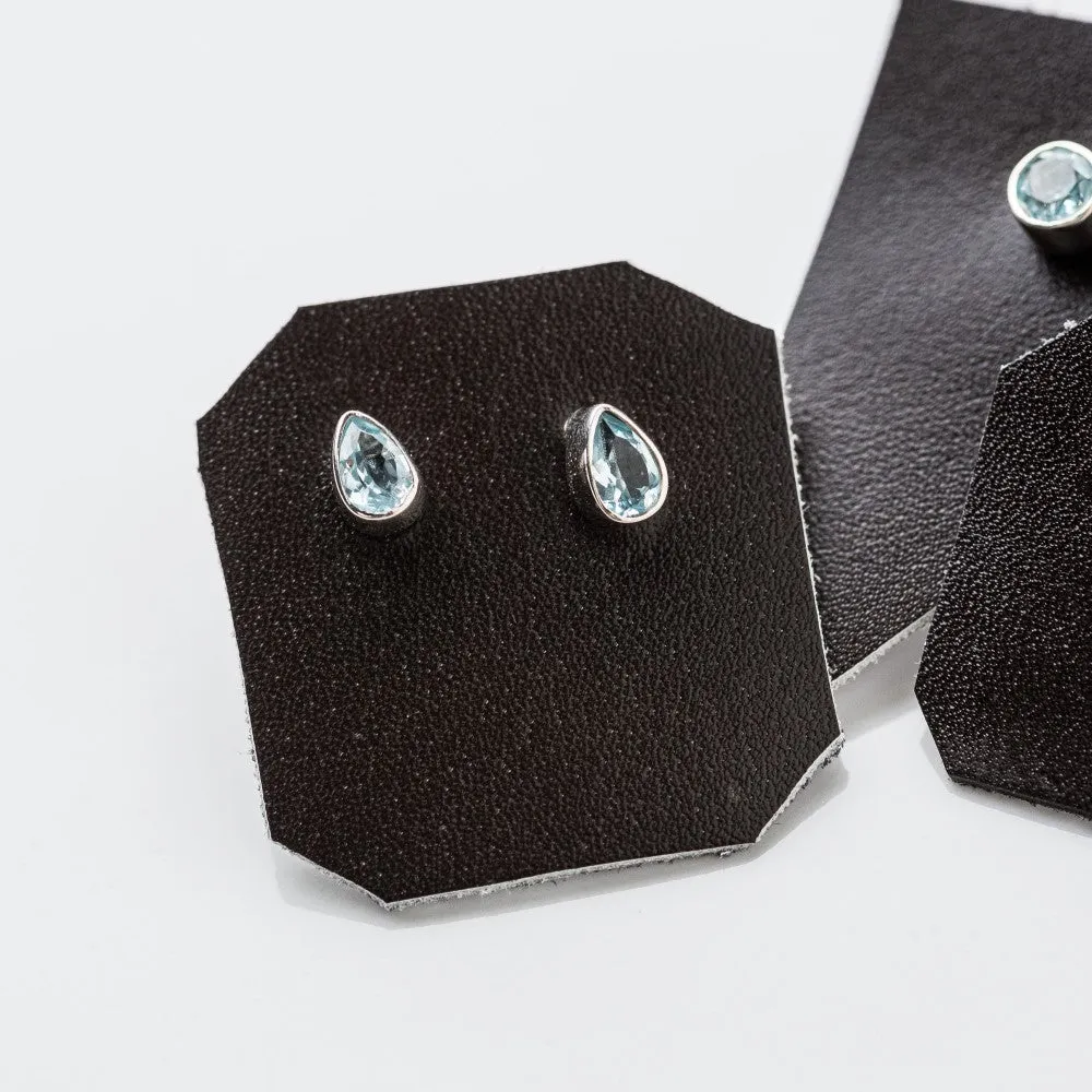 Aquamarine Petite Pear Stud Earrings