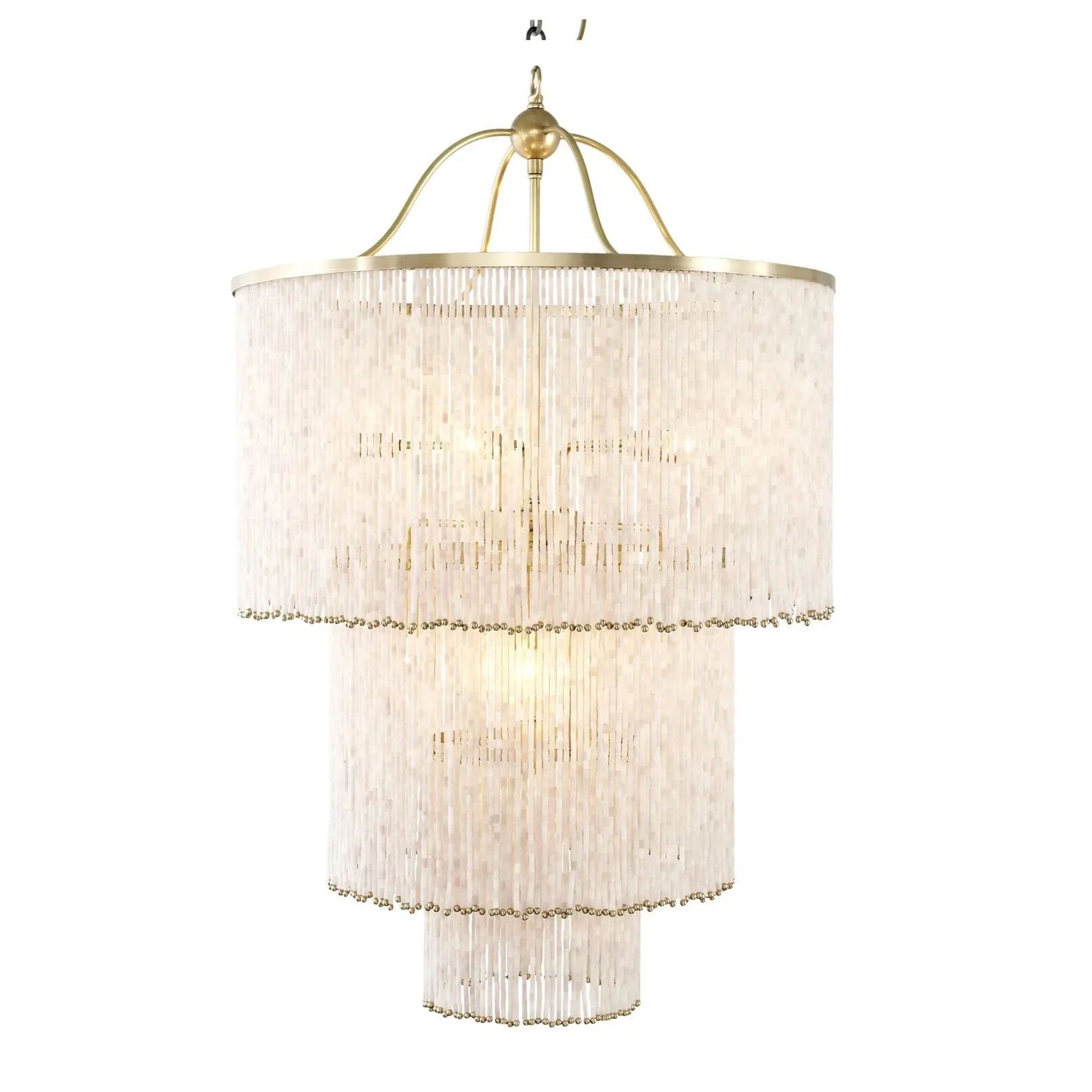 Art Deco Blush Glass Straw Chandelier