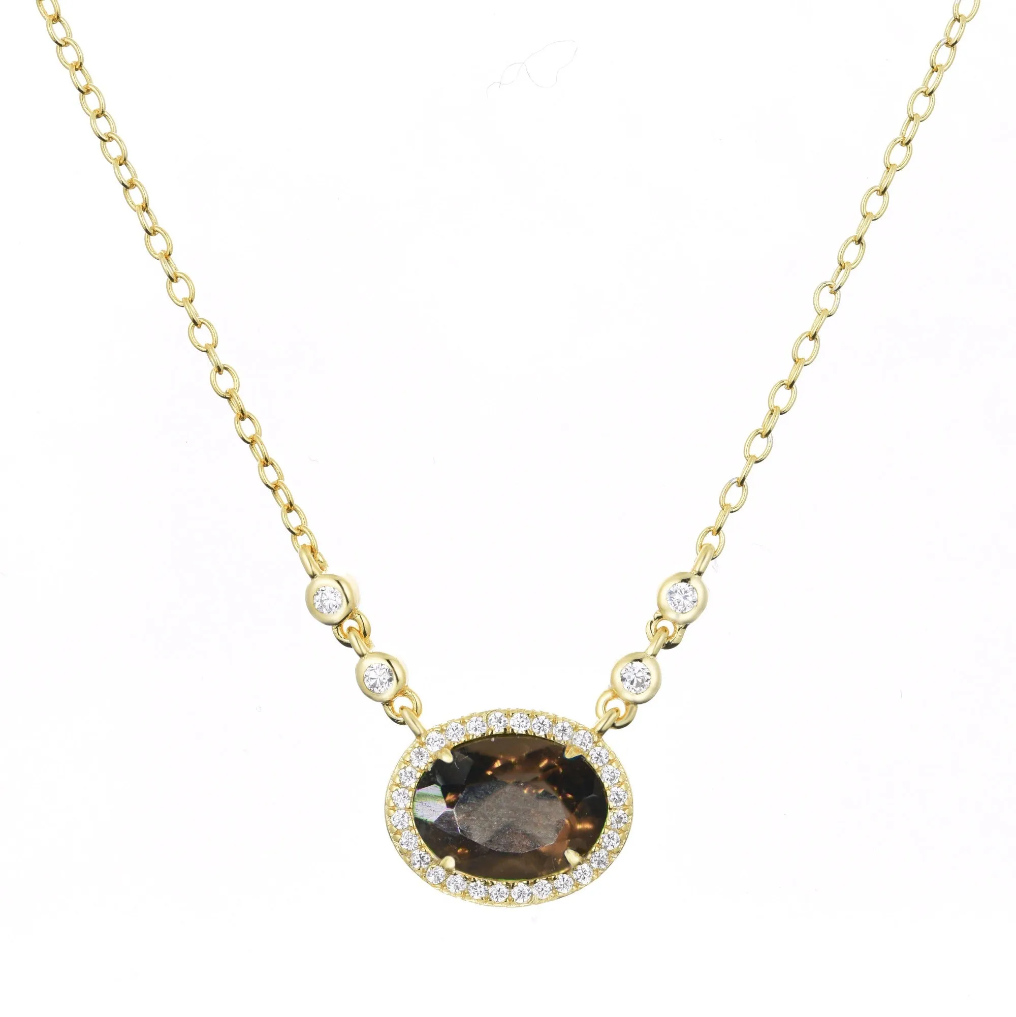 Aura Smoky Quartz Gemstone Necklace