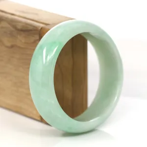 Baikalla Classic Green Natural Jadeite Jade Wider Bangle Bracelet (57.8 mm) #785