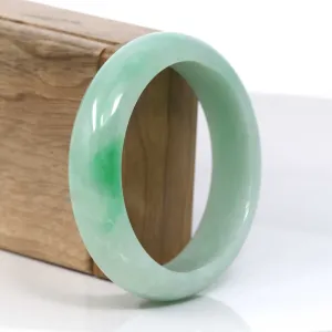 Baikalla Classic Green Natural Jadeite Jade Wider Bangle Bracelet (58.24 mm) #953