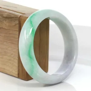Baikalla Classic Green Natural Jadeite Jade Wider Bangle Bracelet (58.96 mm) #985